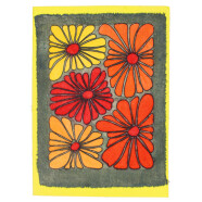 Batikkarte Blume rot/grau